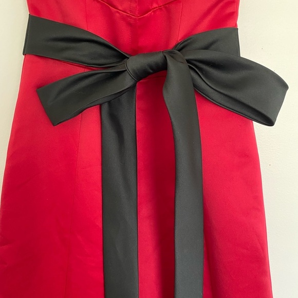 Saison Blanche Bridesmaid Formal Cocktail Prom Party Dress Gown Red Size 2 Bow - Picture 2 of 16